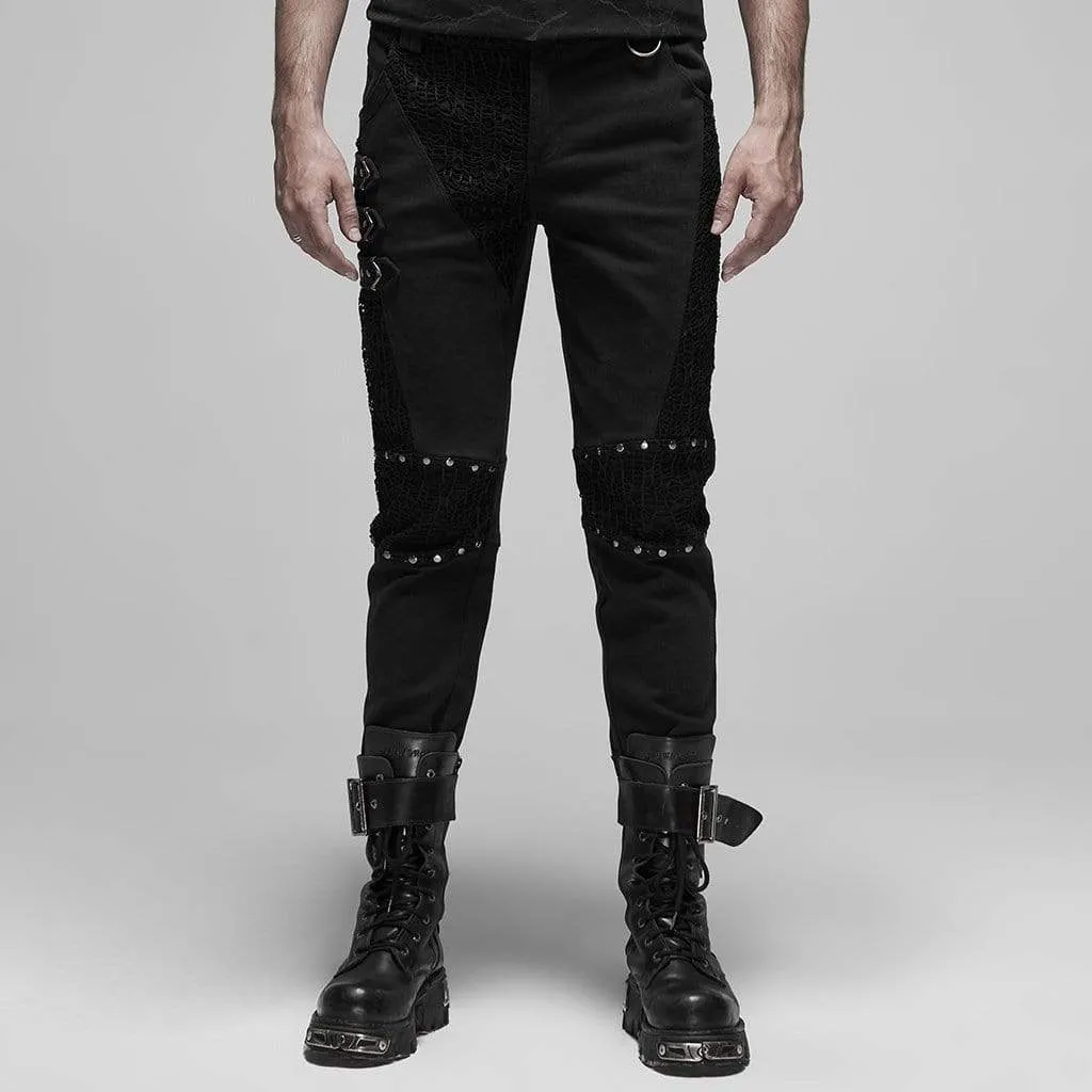 Men's Punk Lace Appliqued Classic Pants