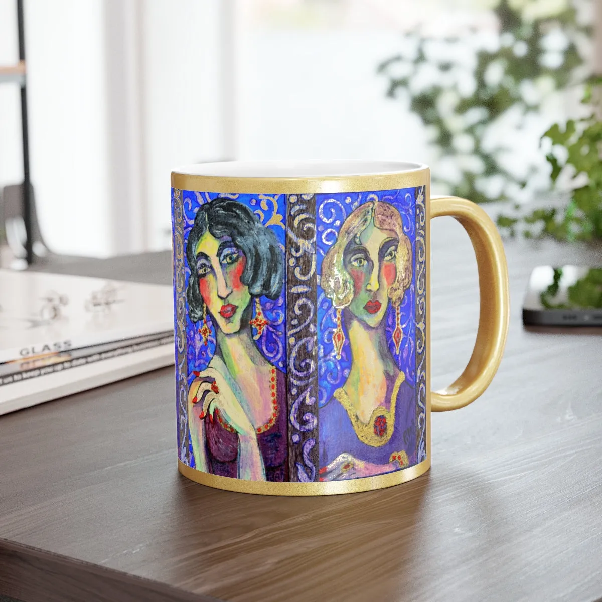 Metallic Mug Bathed in Silver or Gold "Les Parisiennes"