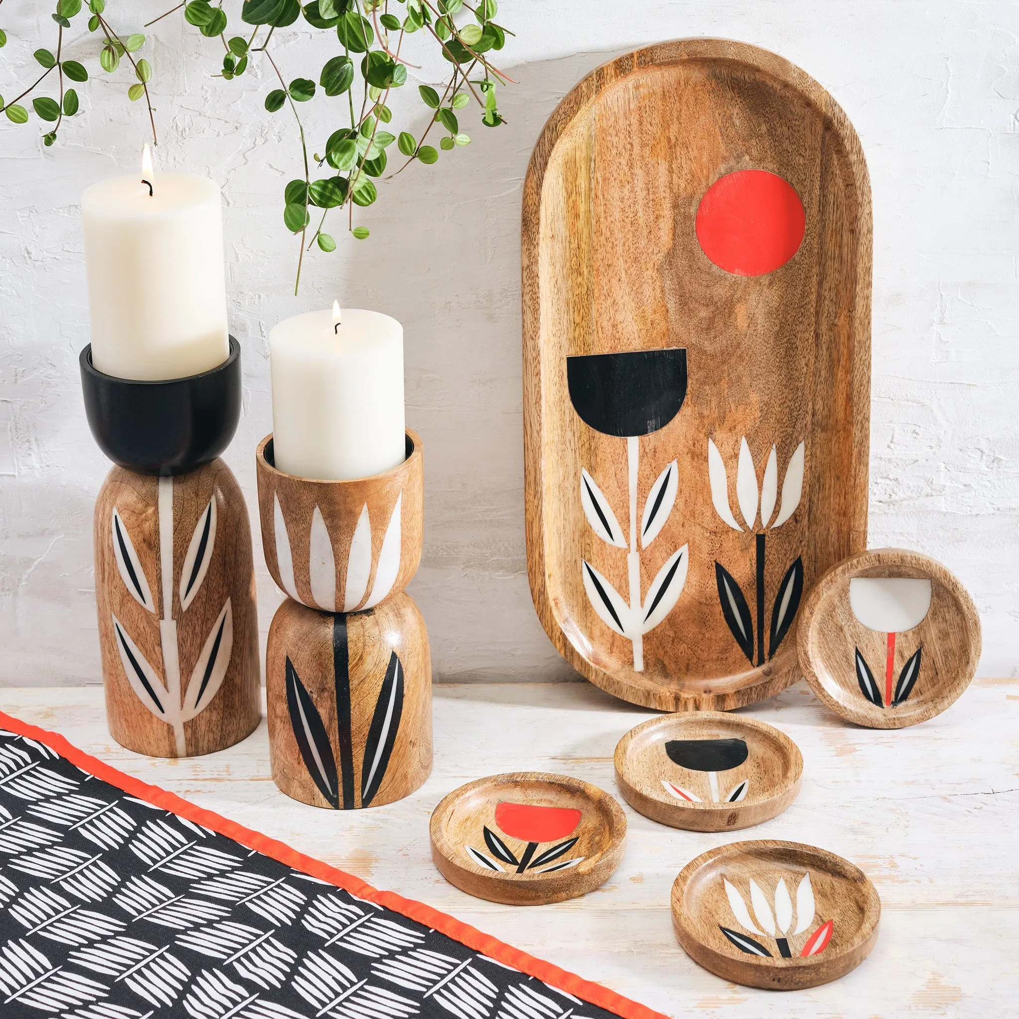 Mod Wood Tulips Candle Holders