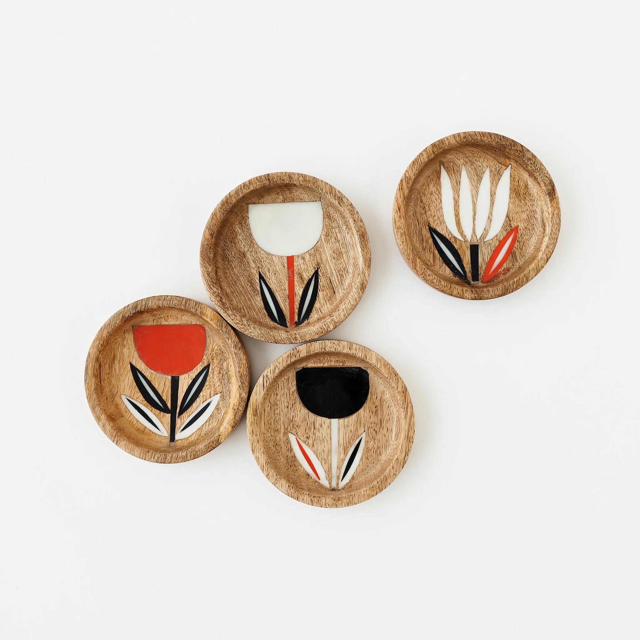 Mod Wood Tulips Coaster Set