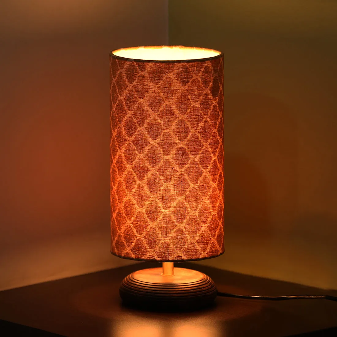 'Moroccan' Round Table Lamp In Mango Wood (14 inch)