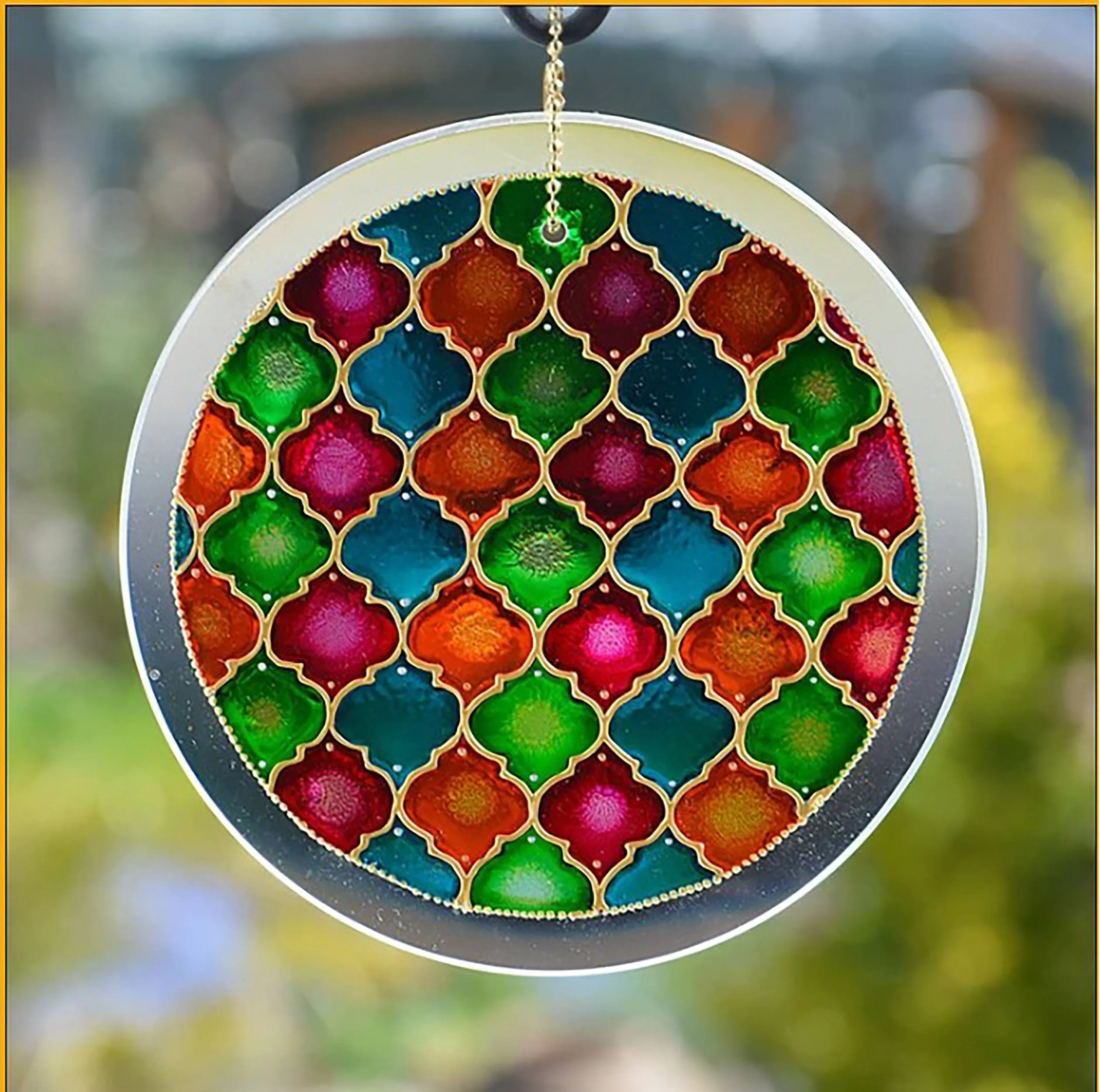 Moroccan Suncatcher - Green Pink Blue