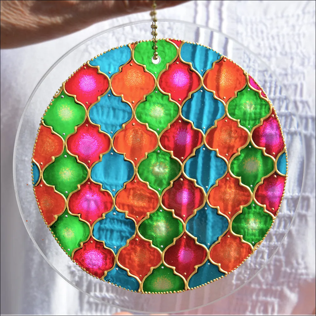 Moroccan Suncatcher - Green Pink Blue