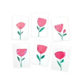 New! Sets of Six Hand-painted and Collaged Mini Cards