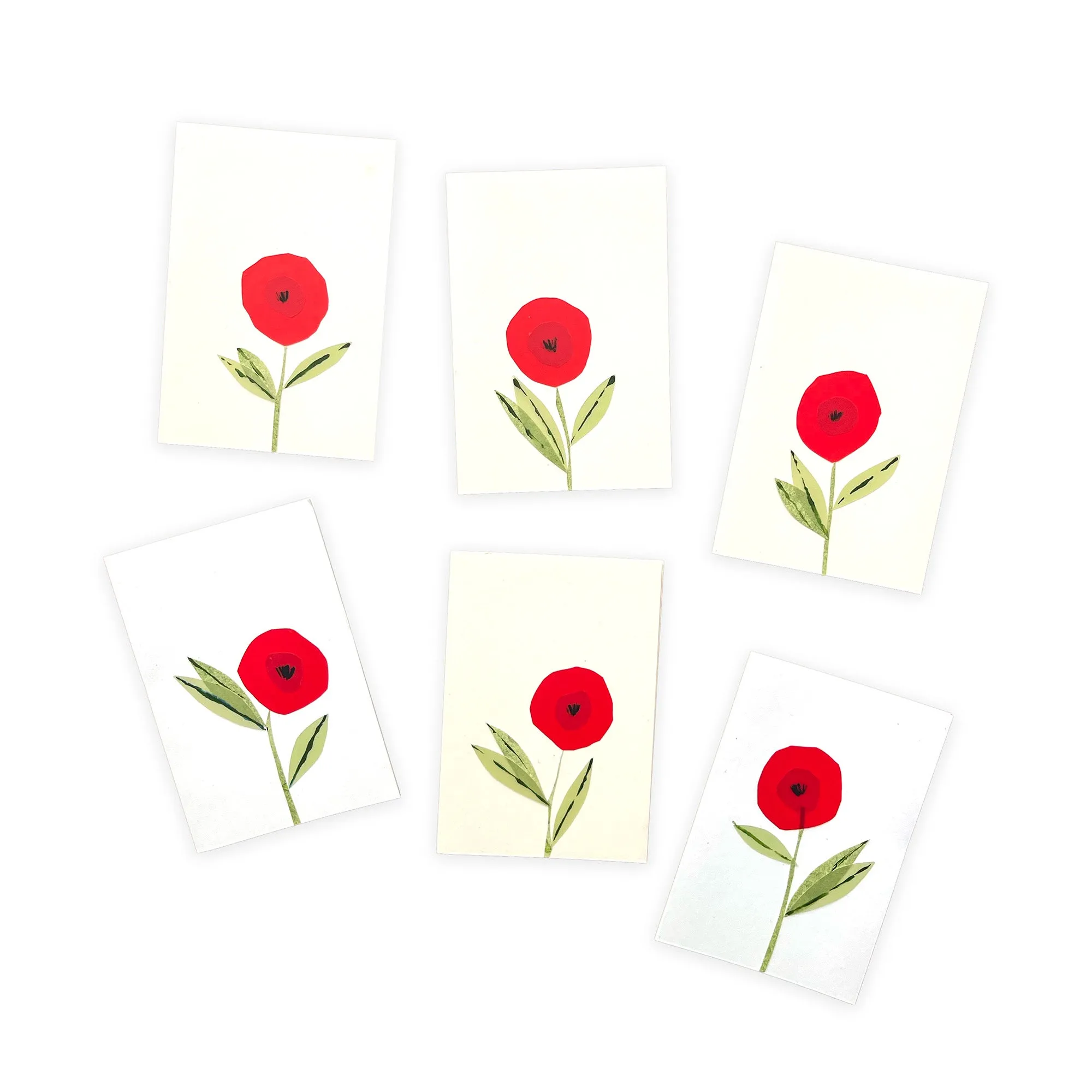 New! Sets of Six Hand-painted and Collaged Mini Cards