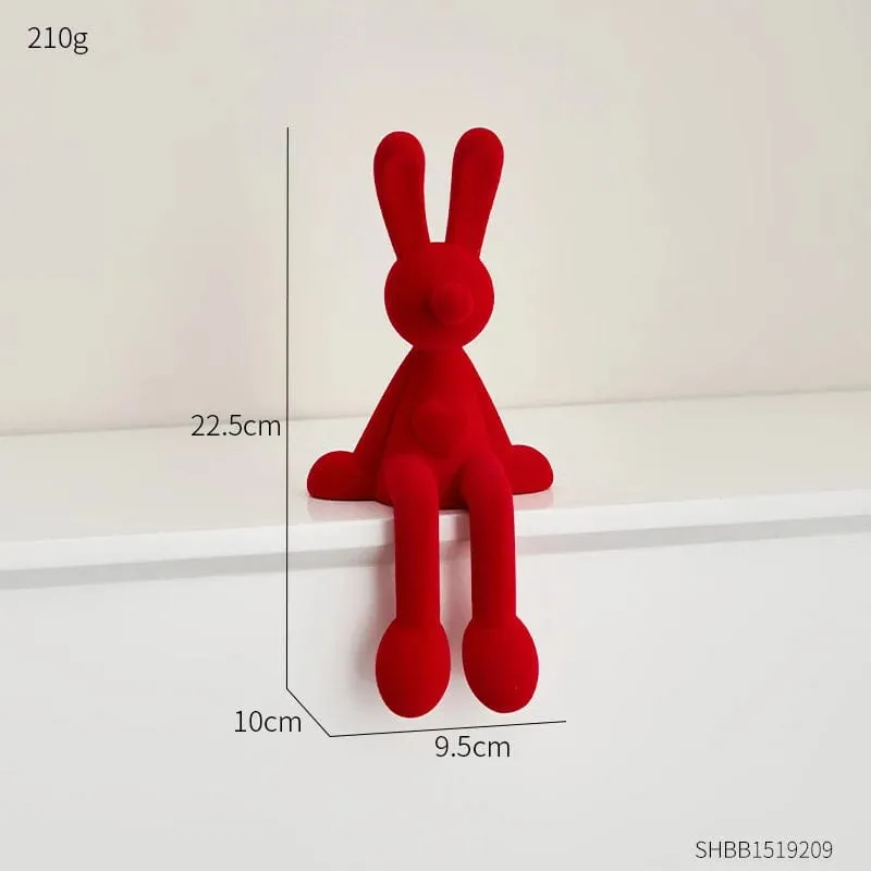 Nordic Abstract Rabbit Figurines Bunny Resin Statue Modern Art Décor