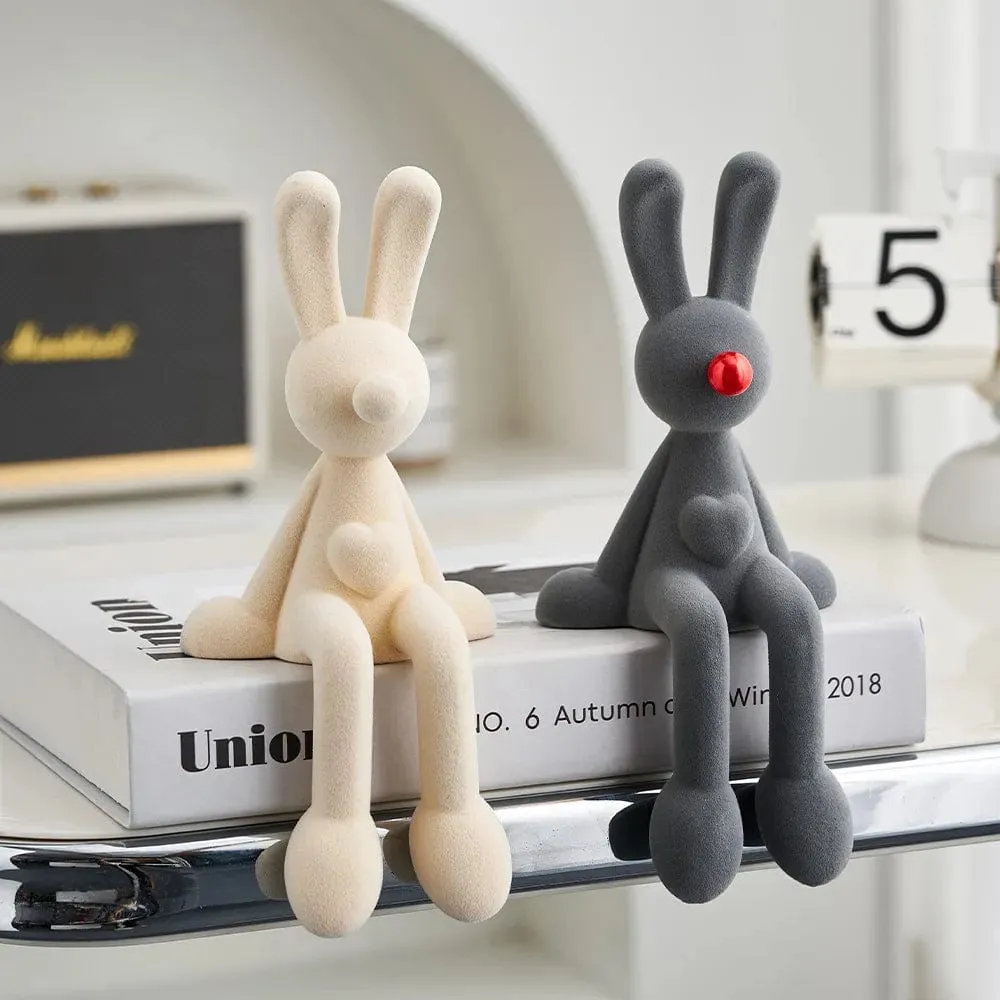 Nordic Abstract Rabbit Figurines Bunny Resin Statue Modern Art Décor