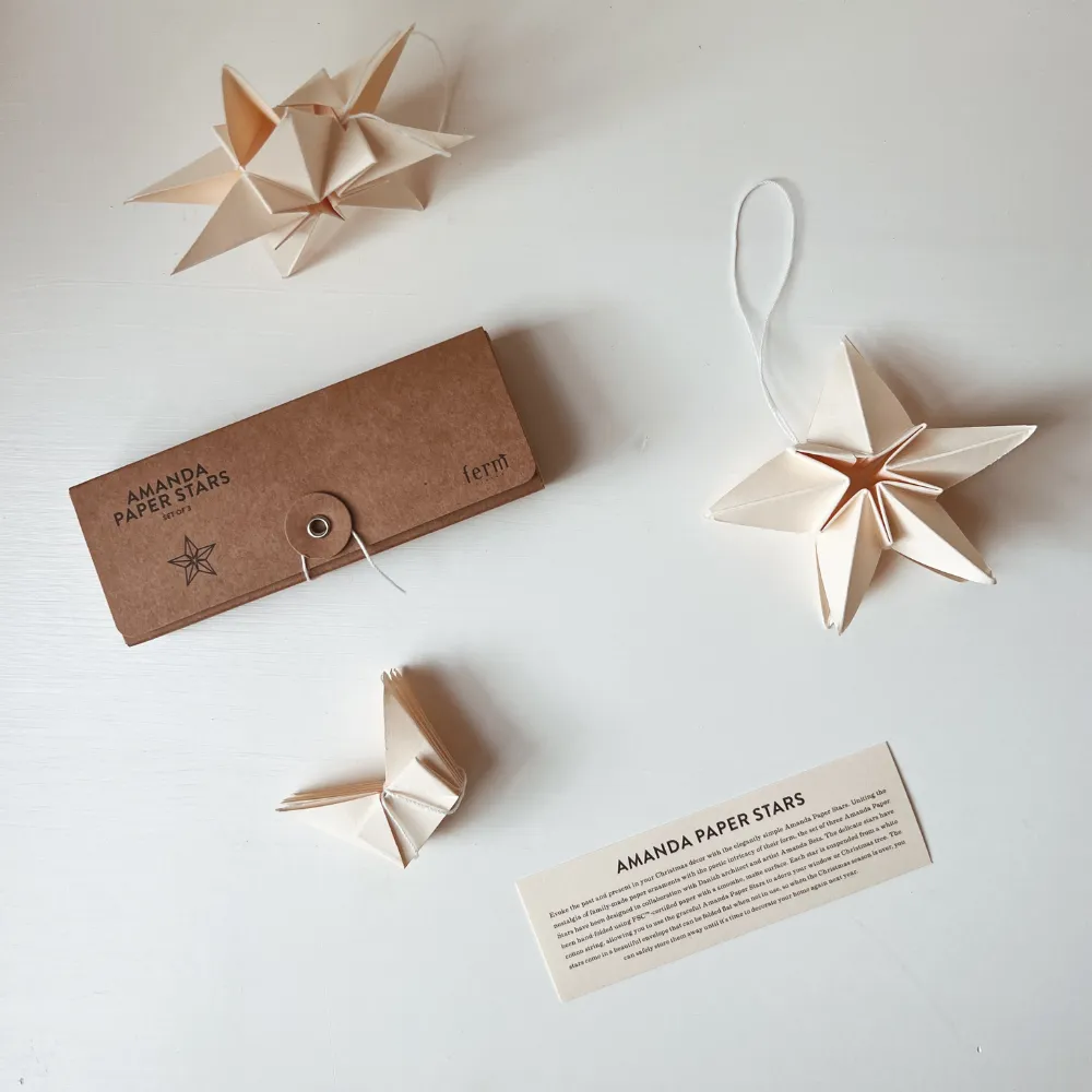 Paper stars - Hand-folded - Set of 3