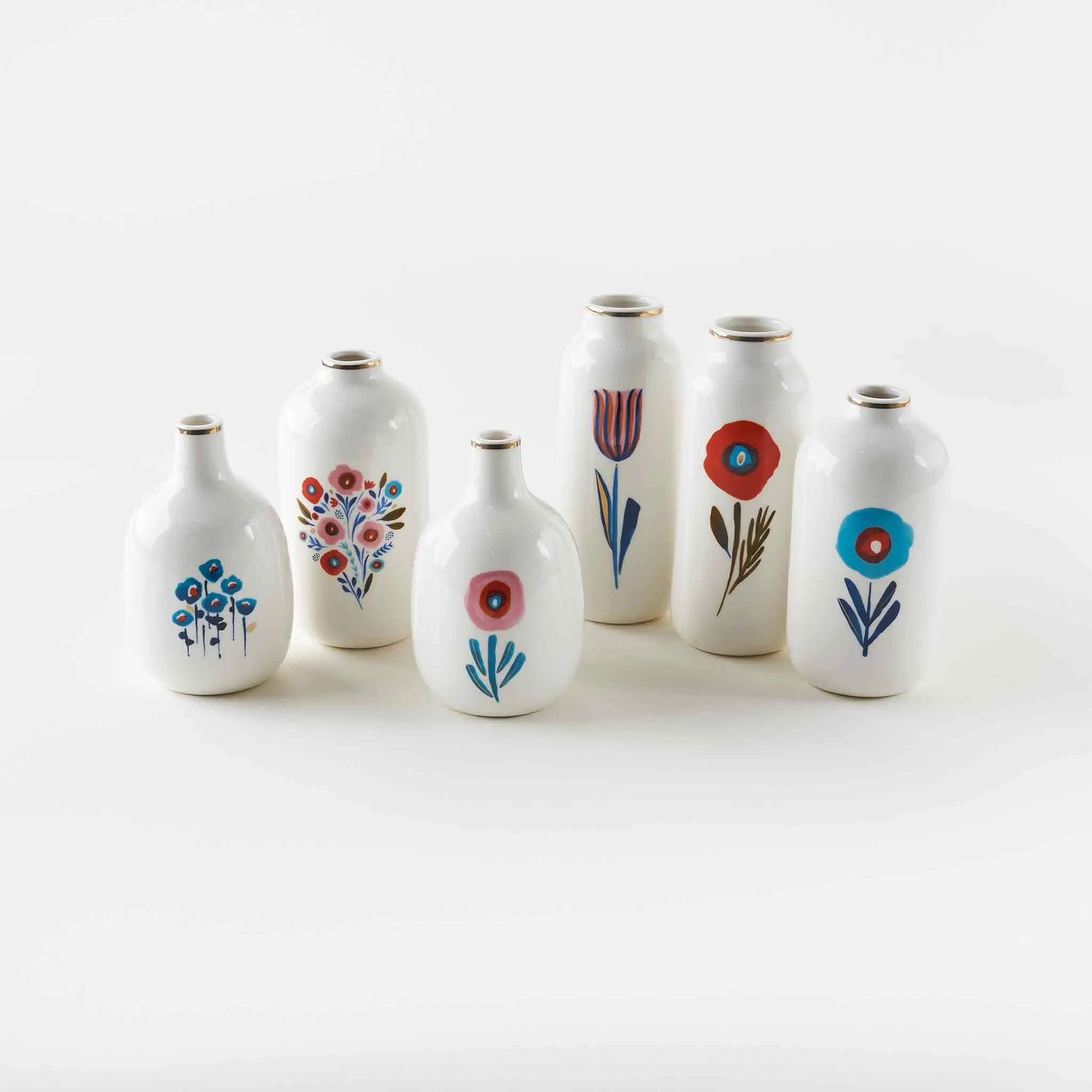 Poppies and Posies Ceramic Bud Vases