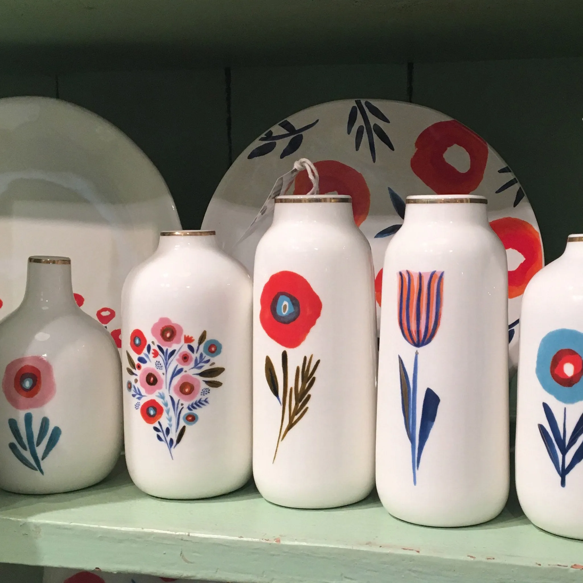 Poppies and Posies Ceramic Bud Vases