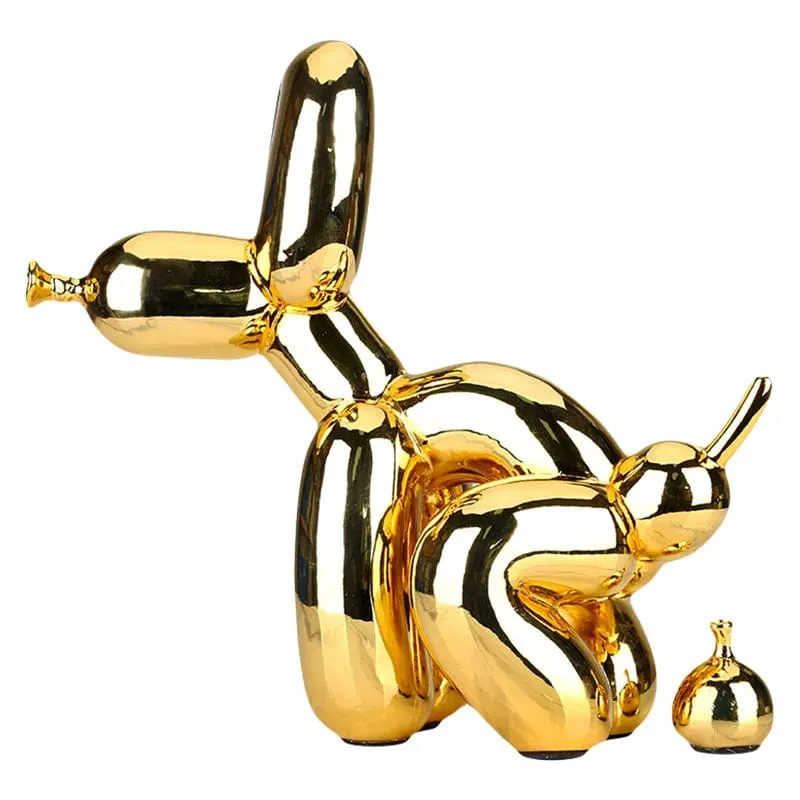 Quirky Poop Balloon Dog Statue: Creative Home Decoration with a Modern Nordic Touch, Cute Animal Resin Art Sculpture for Desktop Decors and Ornaments