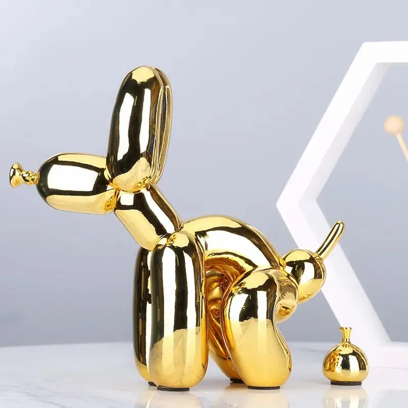 Quirky Poop Balloon Dog Statue: Creative Home Decoration with a Modern Nordic Touch, Cute Animal Resin Art Sculpture for Desktop Decors and Ornaments