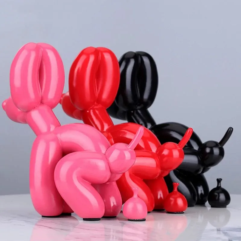 Quirky Poop Balloon Dog Statue: Creative Home Decoration with a Modern Nordic Touch, Cute Animal Resin Art Sculpture for Desktop Decors and Ornaments