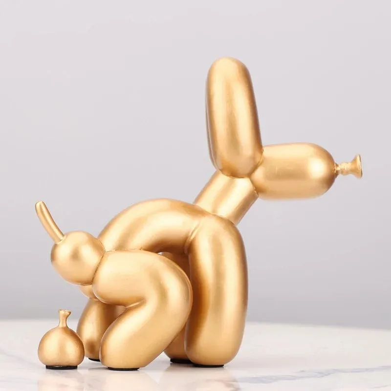 Quirky Poop Balloon Dog Statue: Creative Home Decoration with a Modern Nordic Touch, Cute Animal Resin Art Sculpture for Desktop Decors and Ornaments