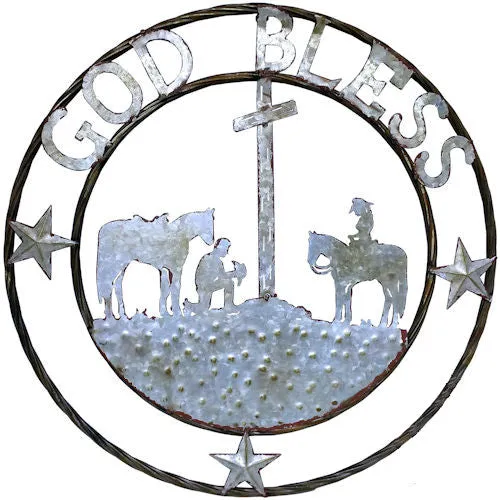 "God Bless" Western Metal Wall Art