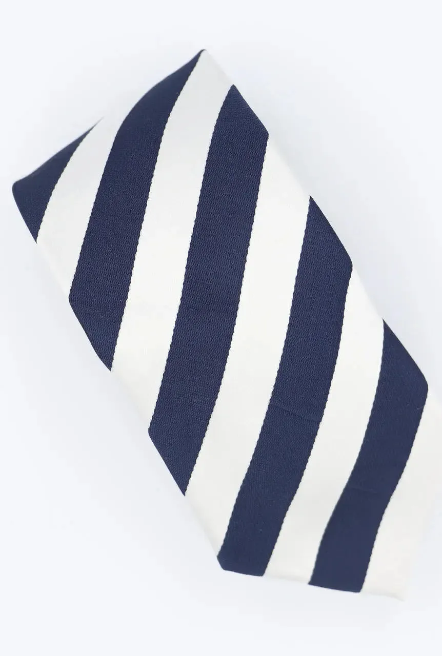 retro mod style navy blue and white stripe necktie