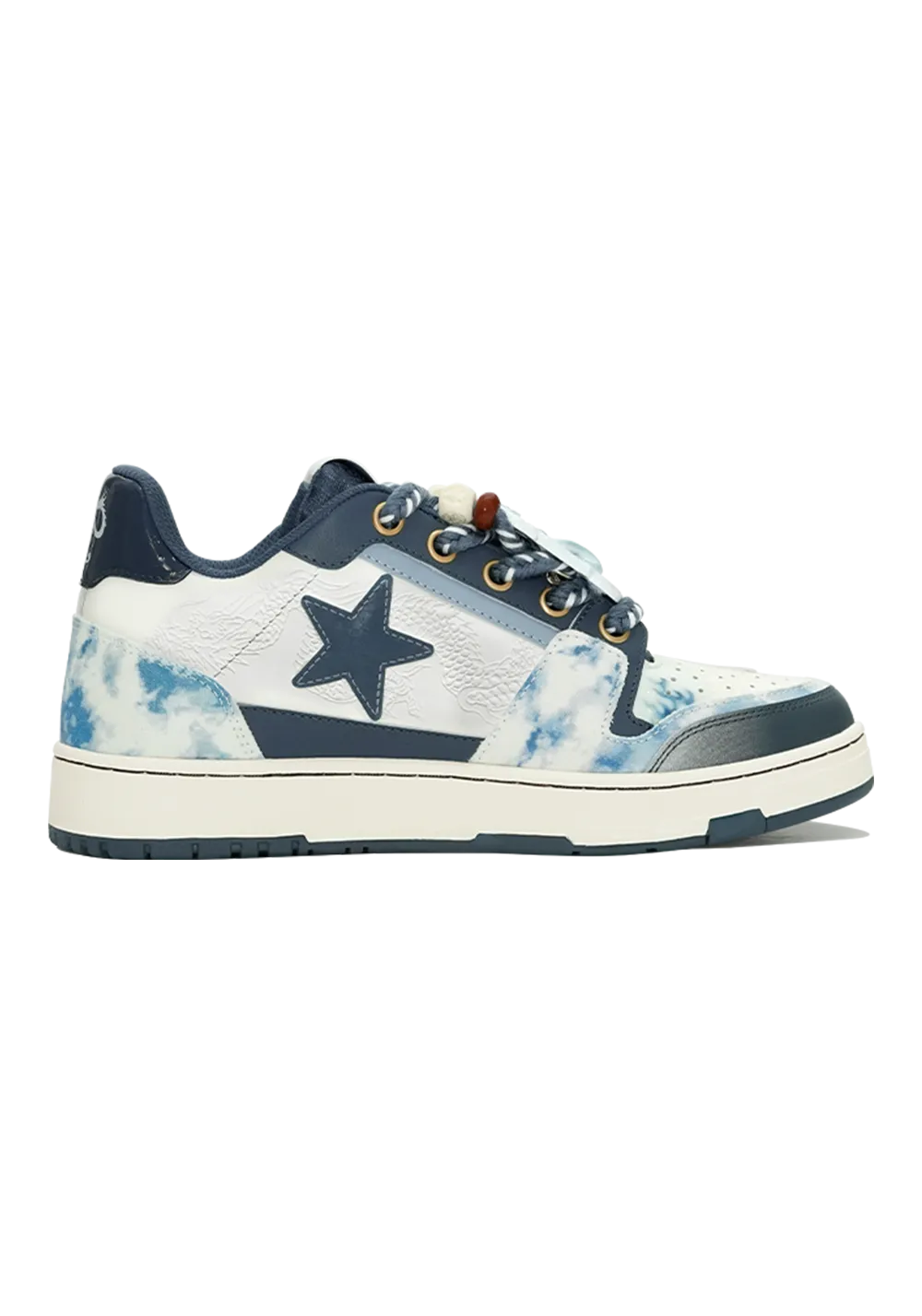 Retro Star Sneakers-Blue And White Porcelain