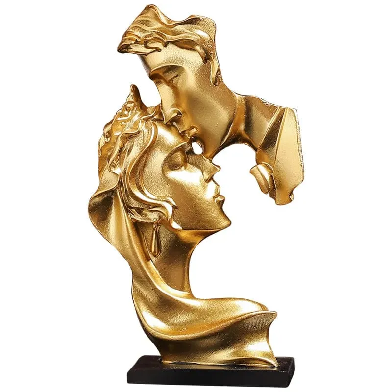 Romantic Resin Lovers Statue: Elegant Kissing Posture Sculpture for Home Decor, Desktop, and Wine Cabinet Ornament