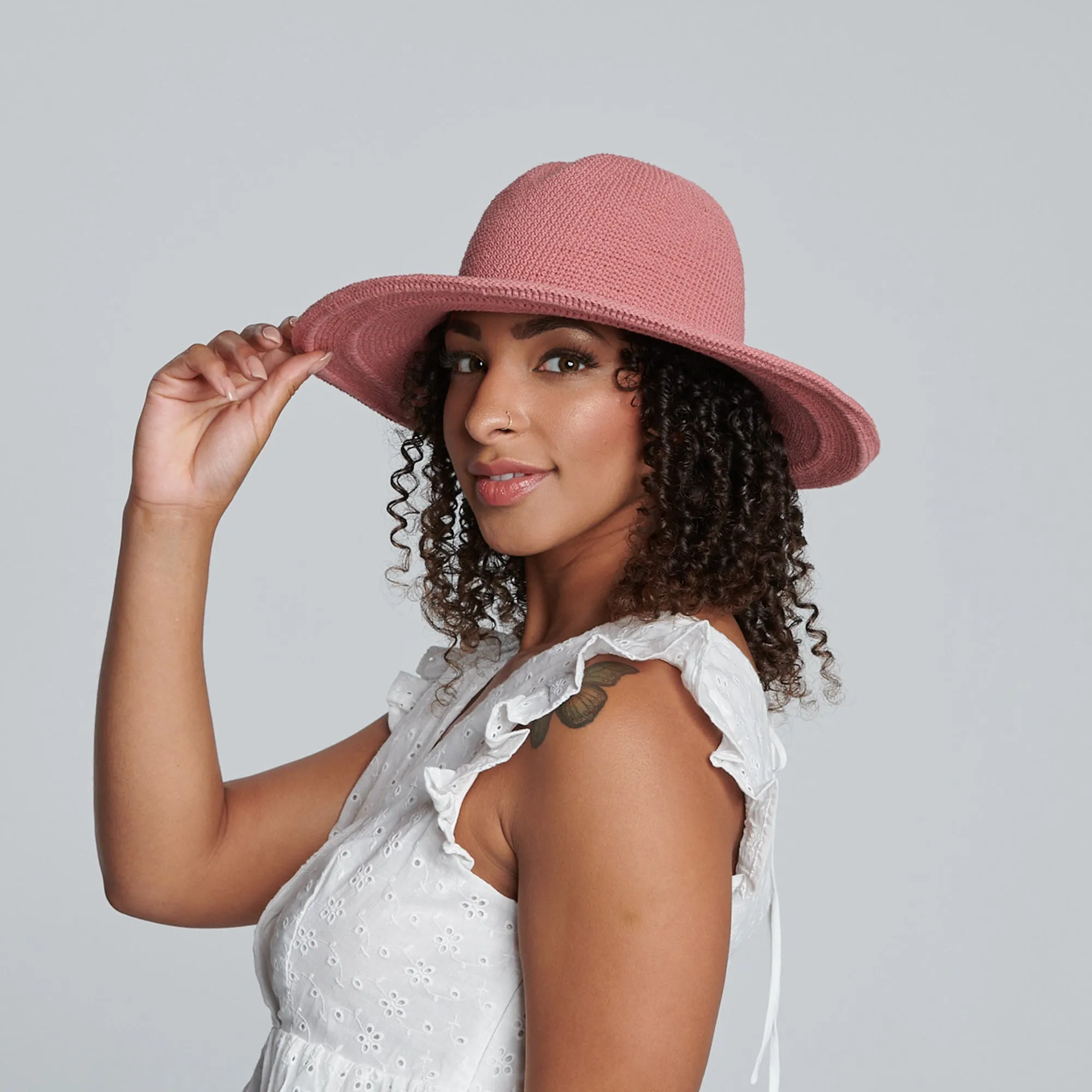 San Diego Hat Company's Original Women's Cotton Crochet Large Brim Hat