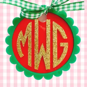 Scalloped Monogram Christmas Ornament - Glitter