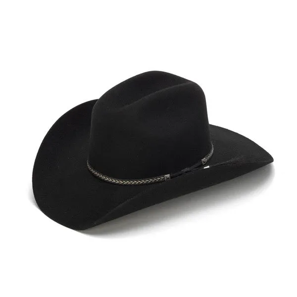 Stampede Hats - 100X Wool Felt Black Cowboy Hat with Leather Tassles