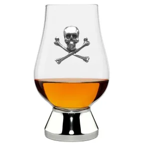 The Glencairn Whisky  Glass With Pewter Base and Skull and Crossbones 200ml