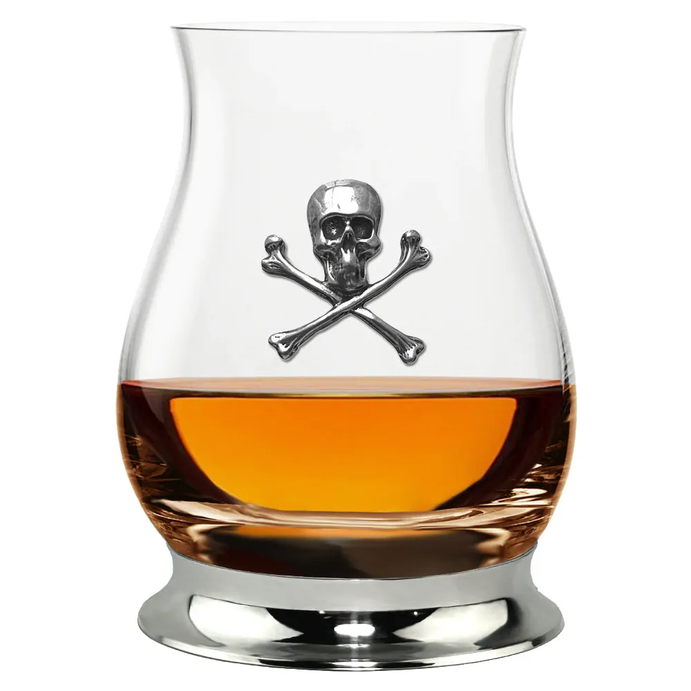 The Glencairn Whisky Mixer Glass with Pewter Base and Skull and Crossbones 350ml