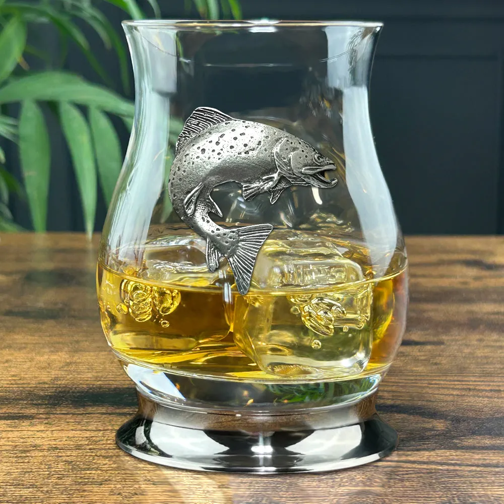 The Glencairn Whisky Mixer Glass with Pewter Base and Trout 350ml