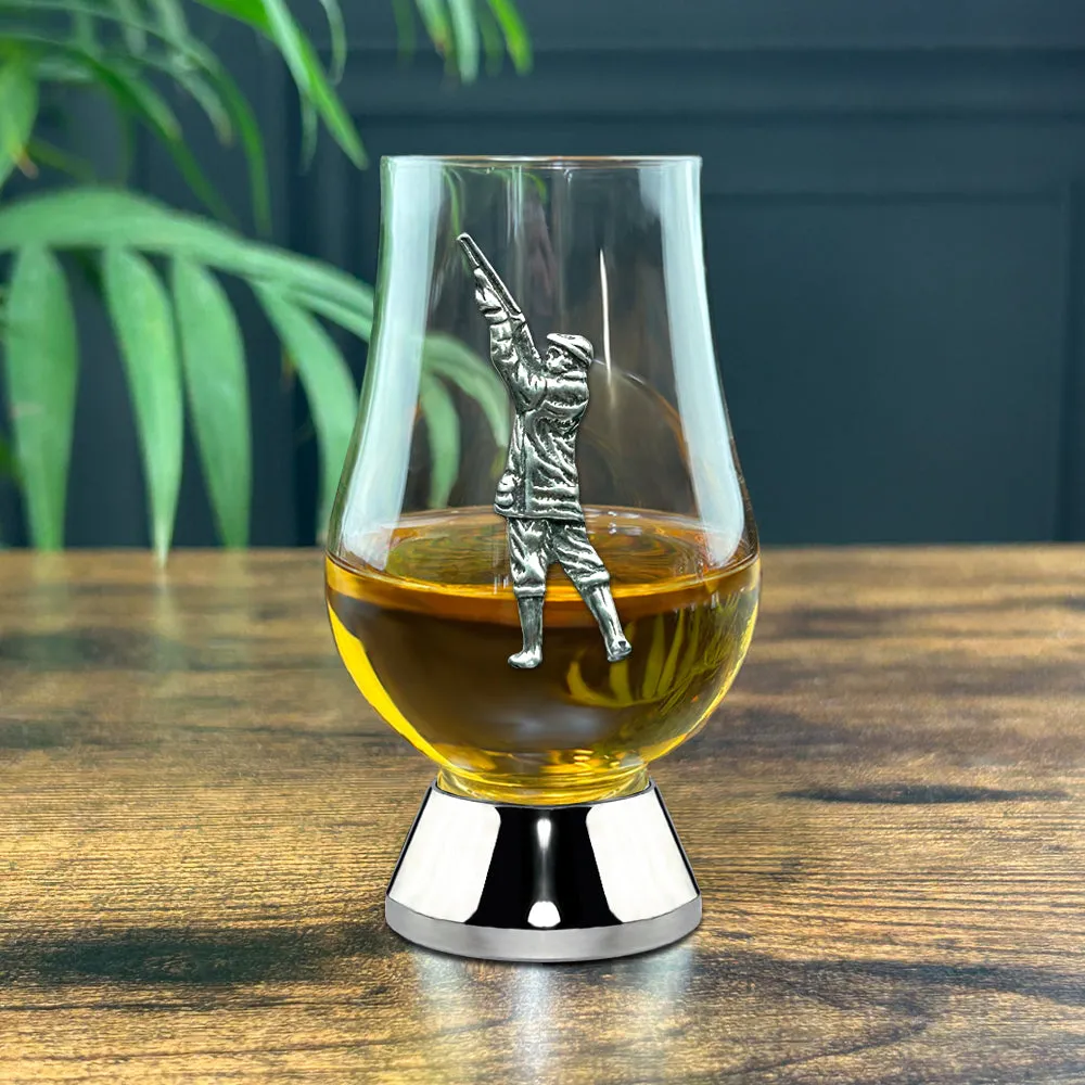 The Wee Glencairn Whisky Tasting Glass with Pewter Base and Shooting Badge 70ml