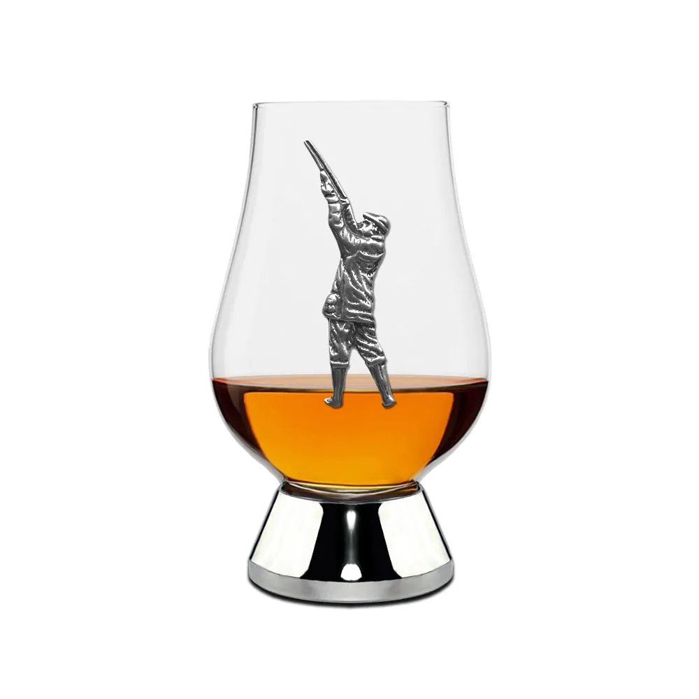 The Wee Glencairn Whisky Tasting Glass with Pewter Base and Shooting Badge 70ml