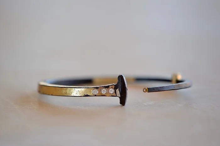 Three Stone Half and Half Nail Bracelet