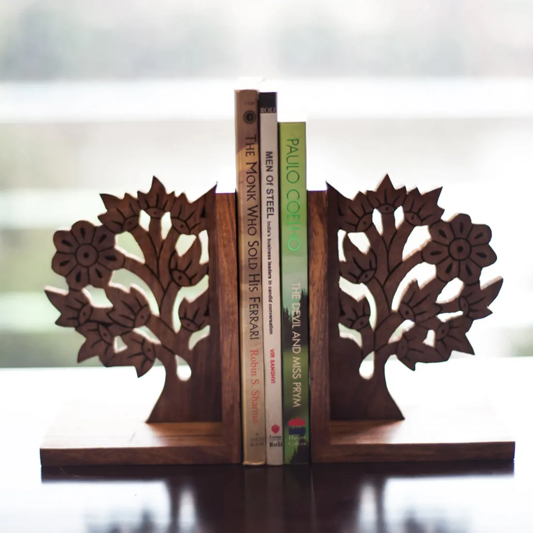 'Tree Of Life' - Hand Carved & Engraved Sheesham Wood Bookend