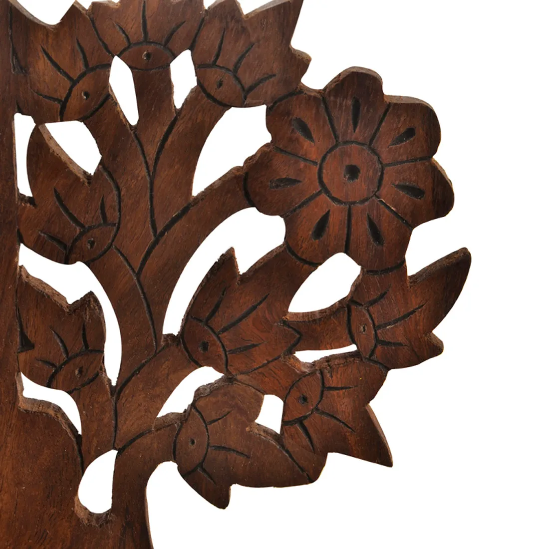 'Tree Of Life' - Hand Carved & Engraved Sheesham Wood Bookend