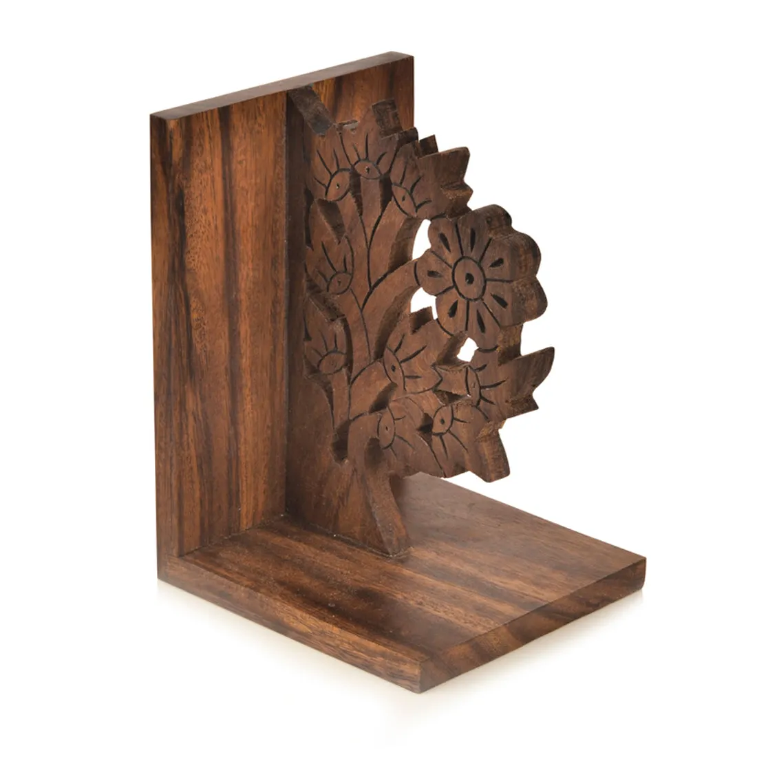 'Tree Of Life' - Hand Carved & Engraved Sheesham Wood Bookend