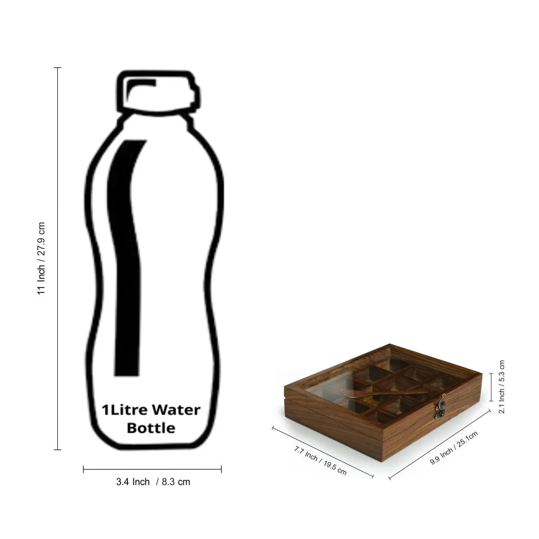 'Twelve Blends' Spice Box With 12 Containers & Spoon In Sheesham Wood