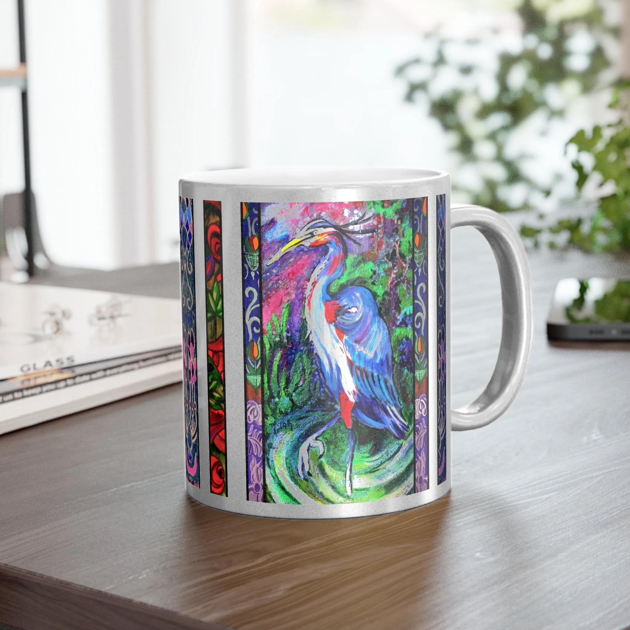 Two Heron's Silver-Coated Mug