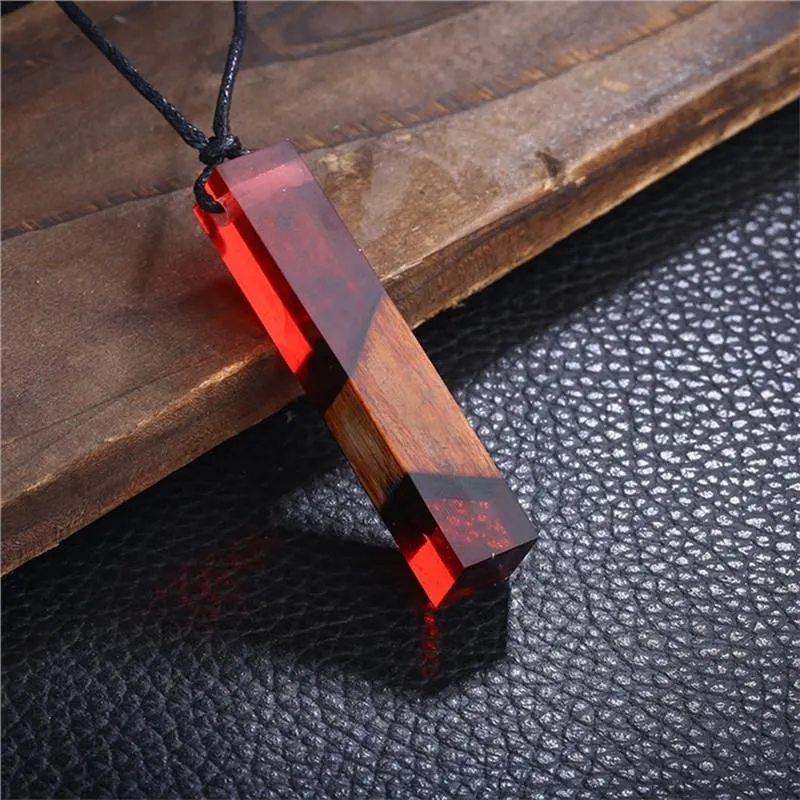 Unisex Handmade Vintage Wood Resin Fashion Necklace