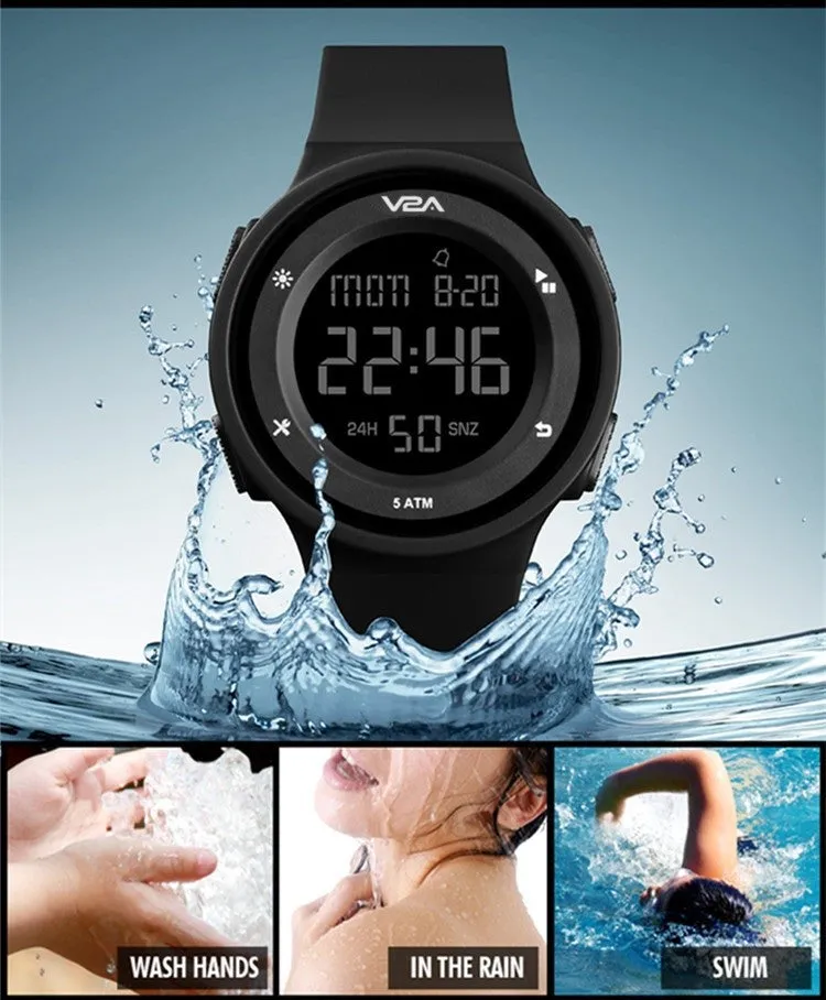 V2A Active Digital Sports Watch with Backlight Alarm Stopwatch for Women and Girls