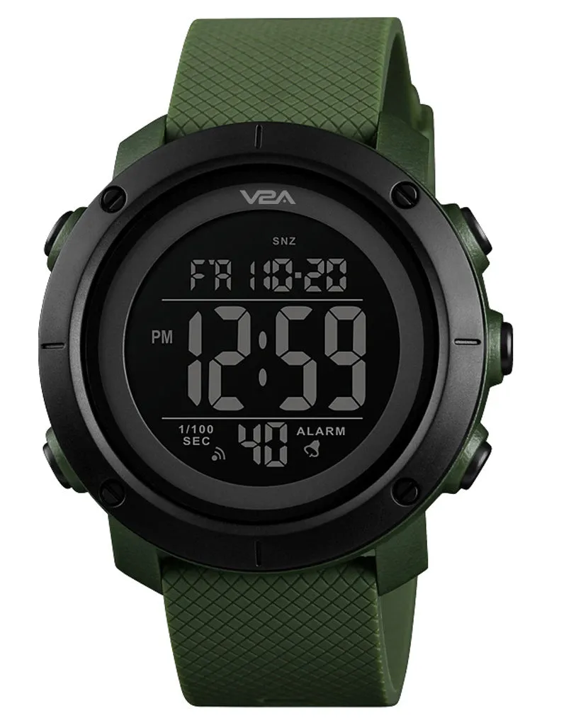 V2A Black Countdown Timer Sports Watch For Men and Boys