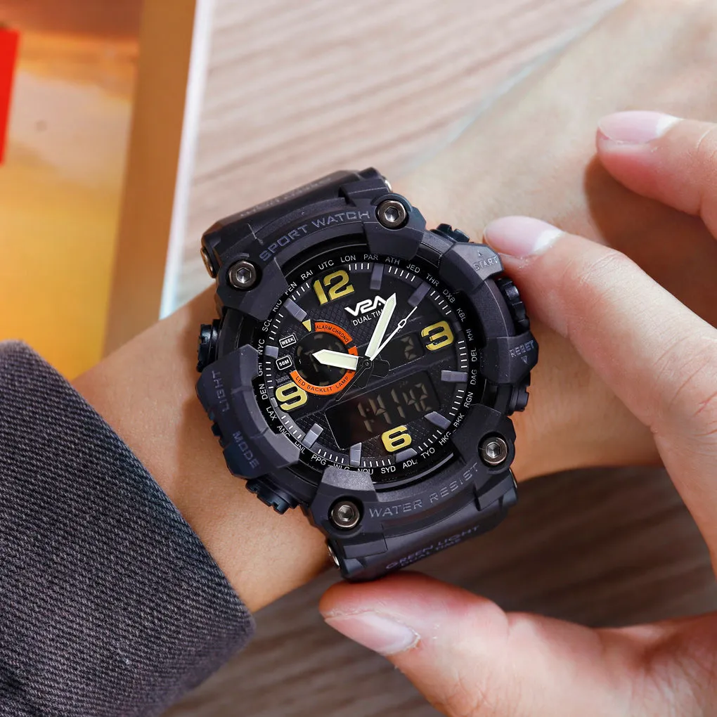 V2A Cammando Midnight Black Analog Digital Sport Watches for Men's and Boys