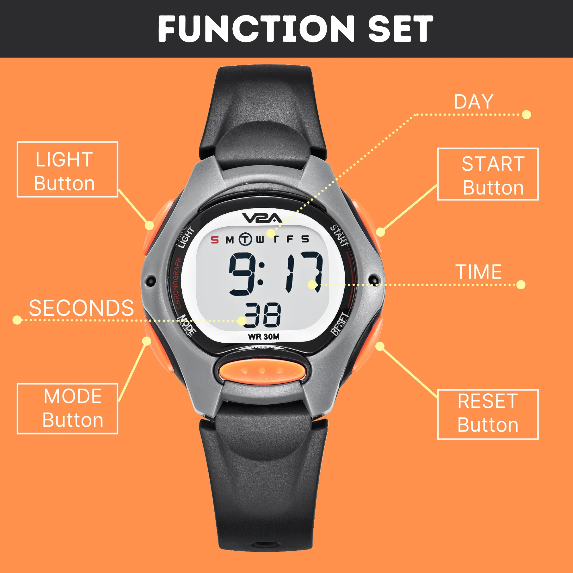 V2A Digital Watch for Boys – Kids Between 3 to 10 Years of Age Multi-Functional 30 M Waterproof Digital Sports Watches for Boys| Watch for Kids Age 3 5 6 7 8