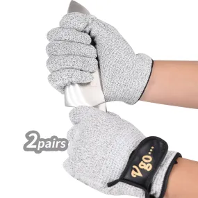 VGO 2 Pairs EN388 Level 5 Cut Resistance Kitchen Work Gloves(Grey,HY6027)