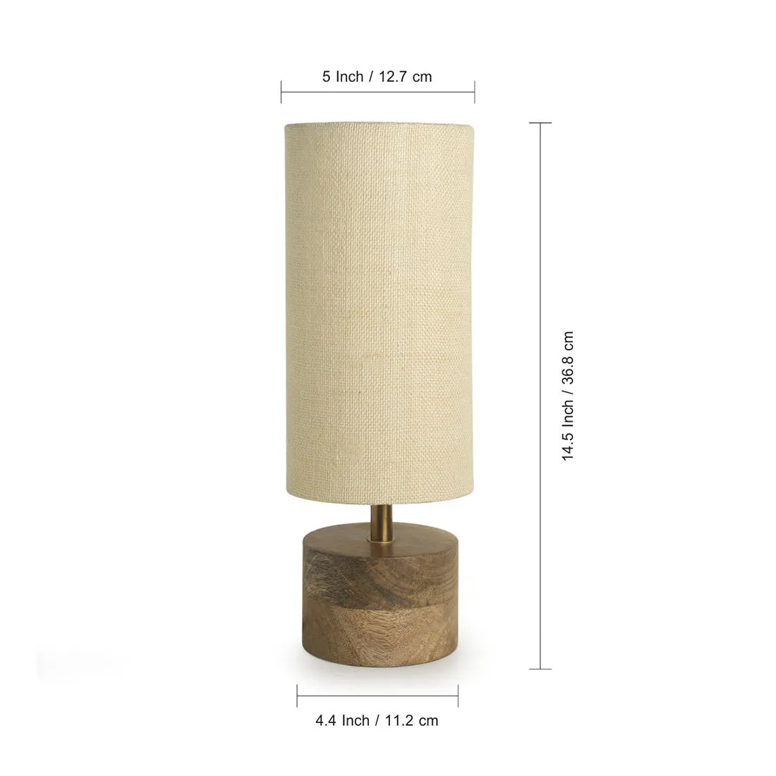 'Volta' Round Table Lamp In Mango Wood (14 inch)