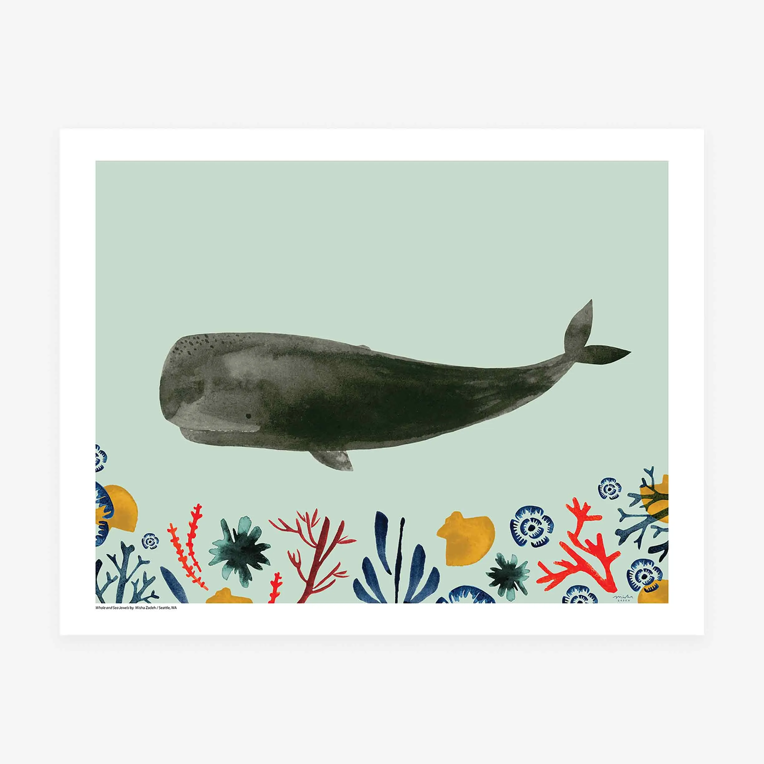 Whale & Sea Jewels / Art Print